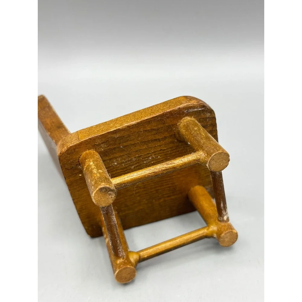Vtg Teddy Bear Story‎ Miniature Wooden Chair Dollhouse Furniture Wood Decor 3.5